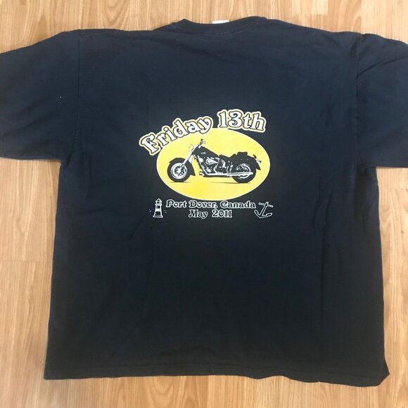 Friday 13th Port Dover Canada T-Shirt XL Gildan Ultra Cotton Black Double Sided - Picture 4 of 6